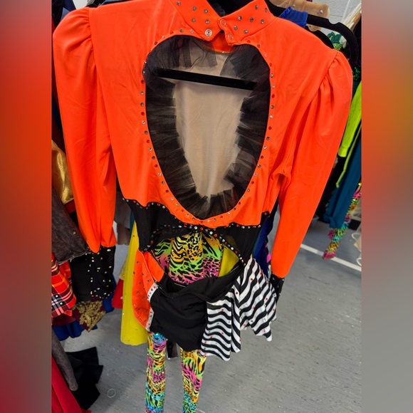 Vibrant Orange and Striped Costume - Picture 2 of 2